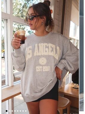 Show Me Your MuMu Gray Sweatshirt with Cream Applique "Los Angeles"